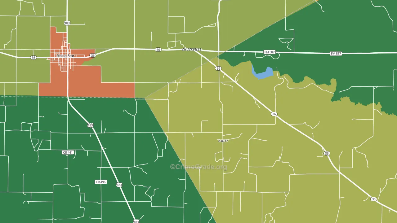 Chuckville, TX Map of Assault Rates