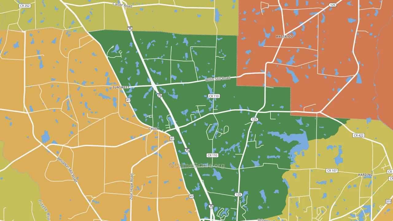 Chula, GA Map of Assault Rates