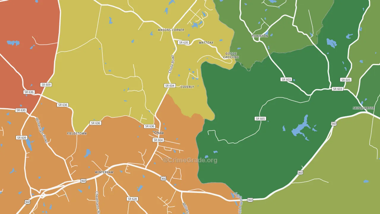 Chula, VA Map of Assault Rates