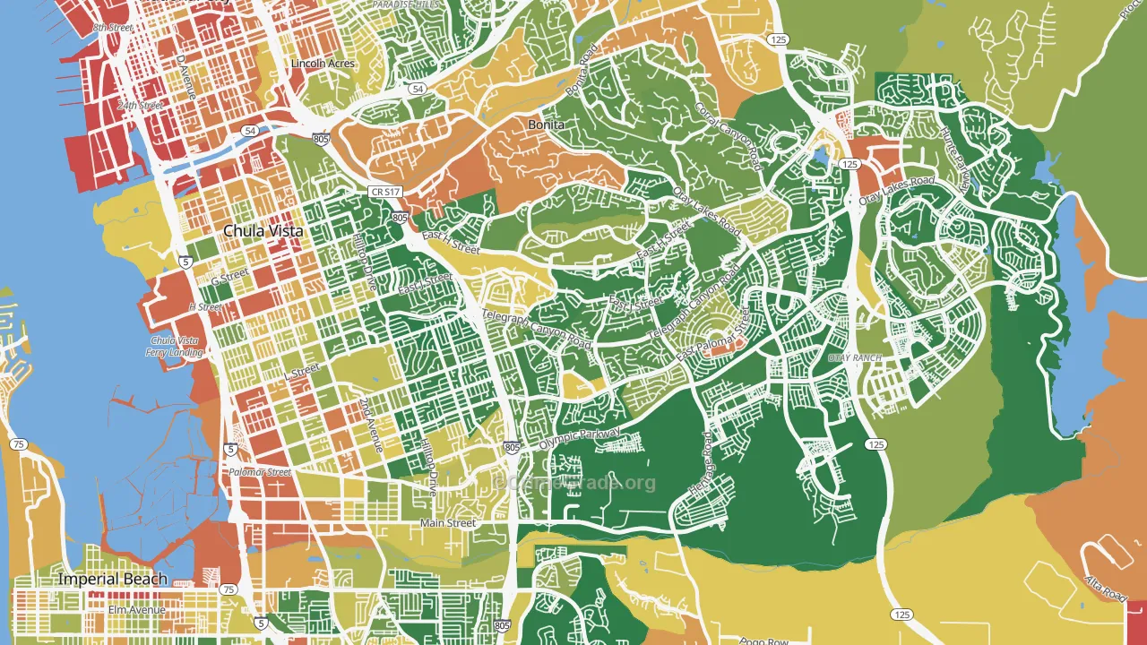 Chula Vista, CA Map of Assault Rates