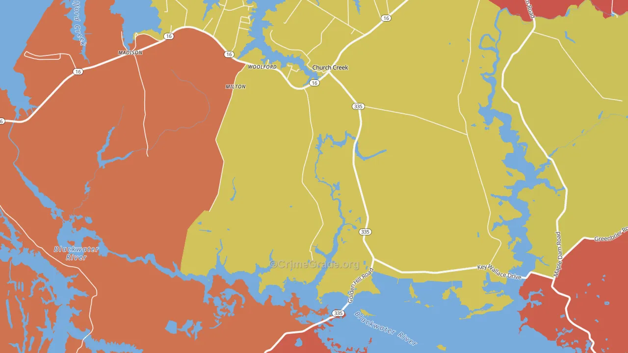 Church Creek, MD Map of Assault Rates