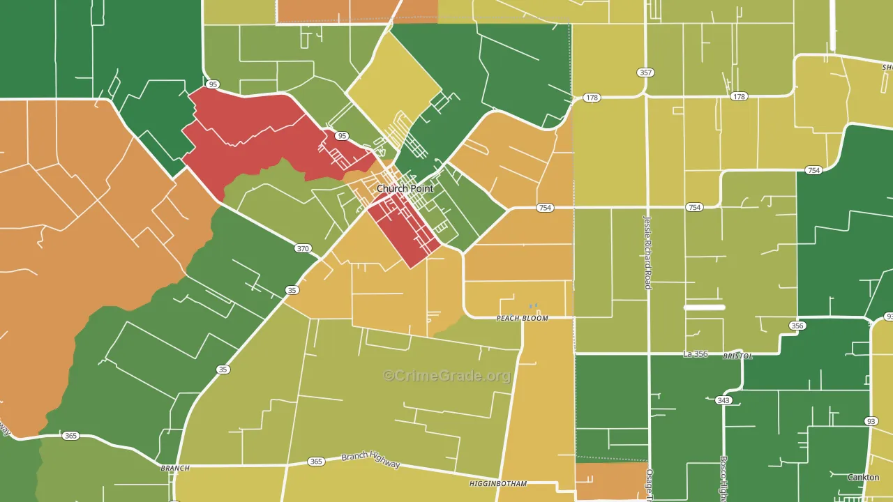 Church Point, LA Map of Assault Rates