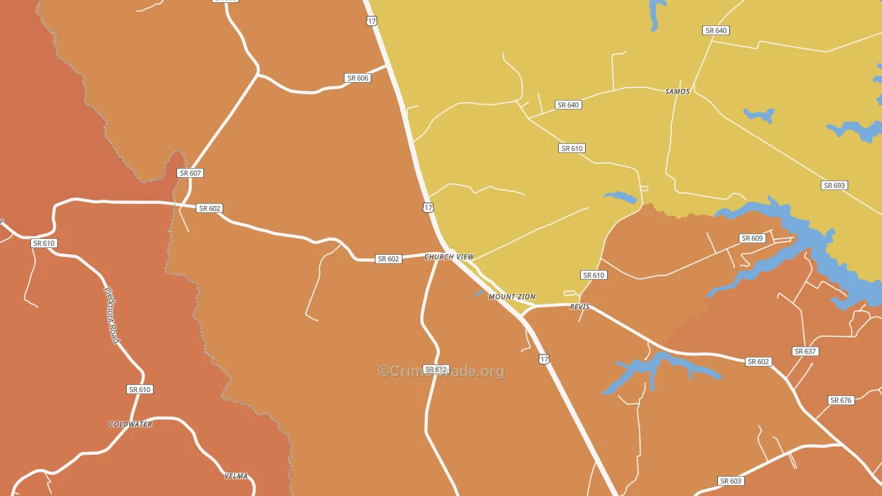 Church View, VA Map of Assault Rates