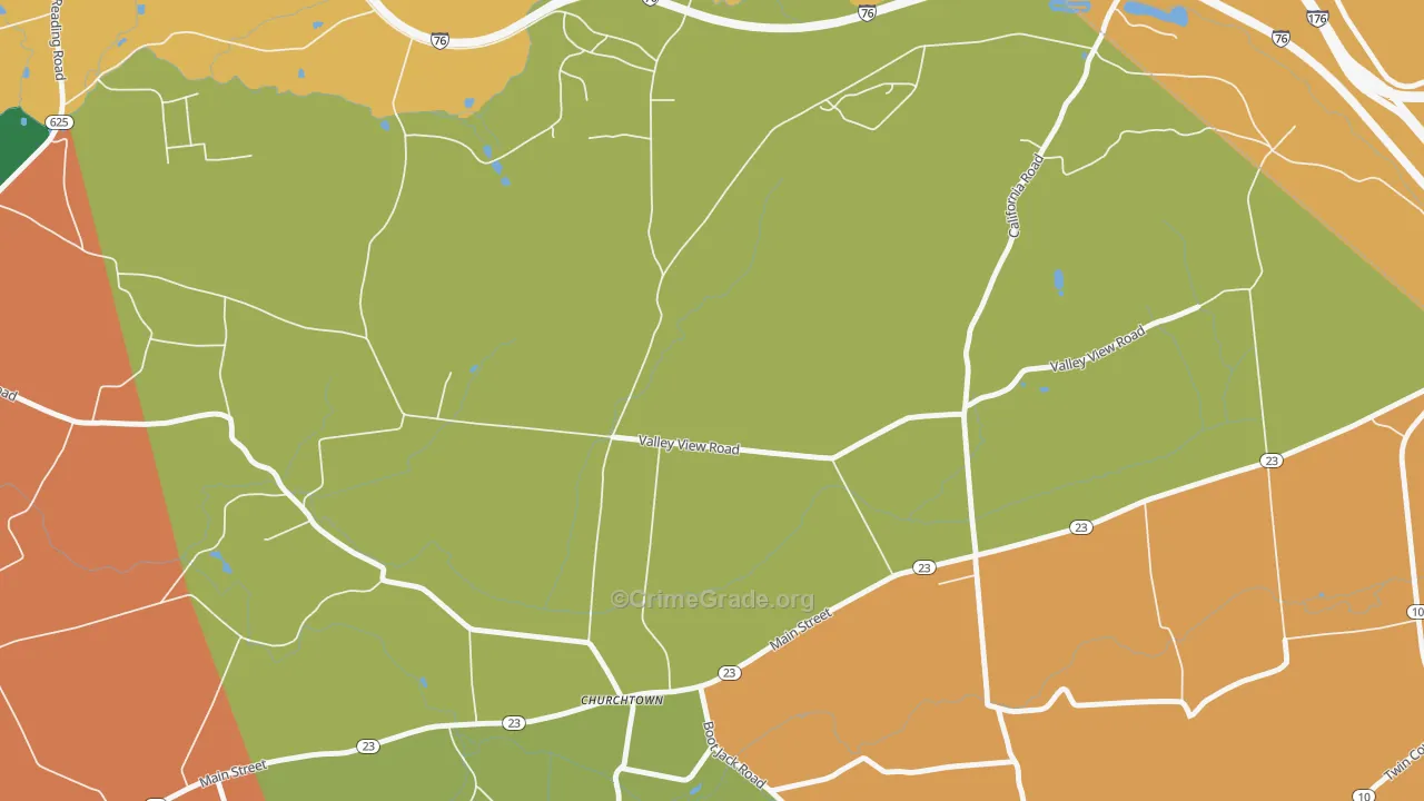 Churchtown, PA Map of Assault Rates