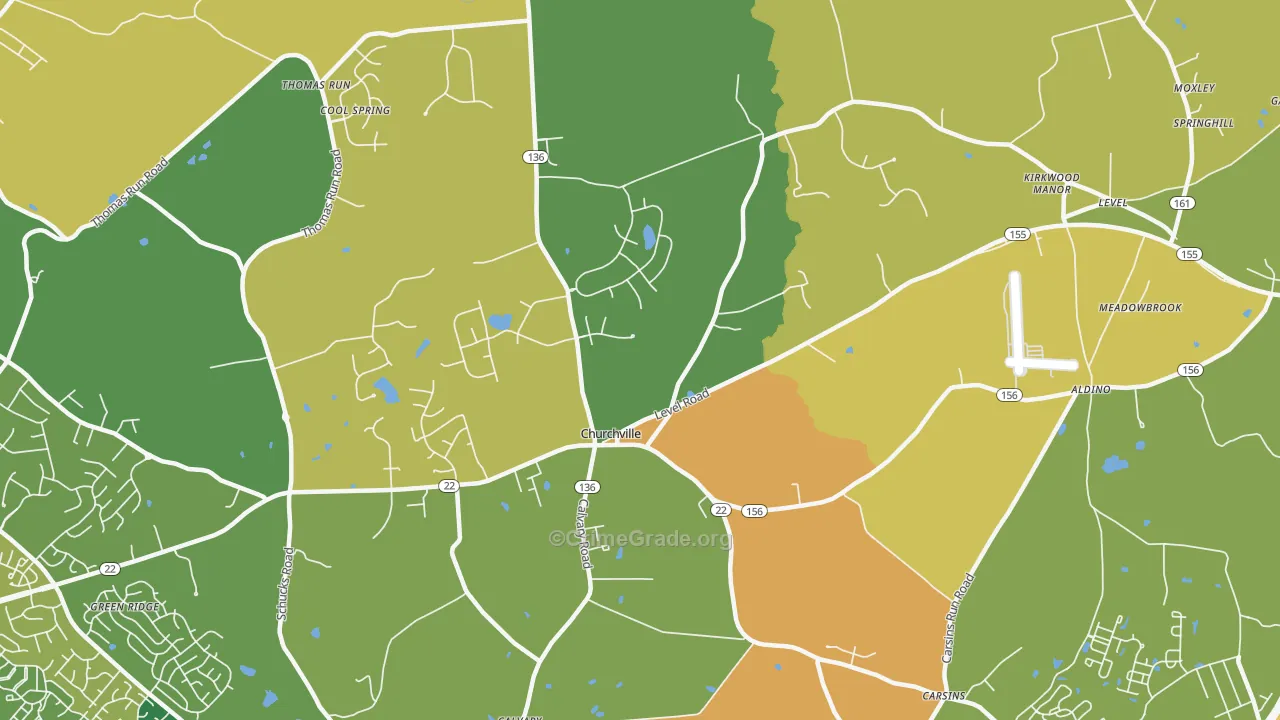 Churchville, MD Map of Assault Rates