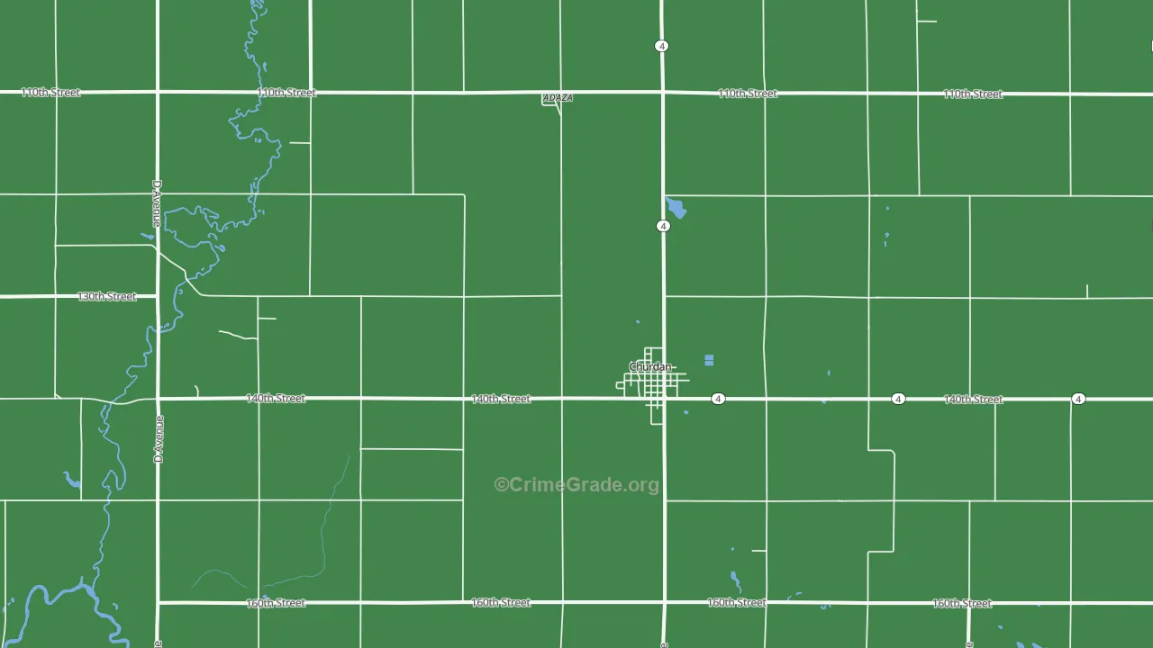 Churdan, IA Map of Assault Rates