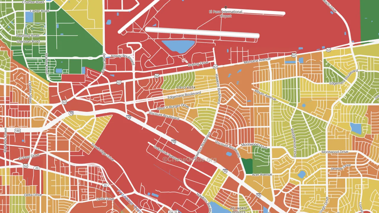 Cielo Vista South, El Paso, TX Map of Assault Rates