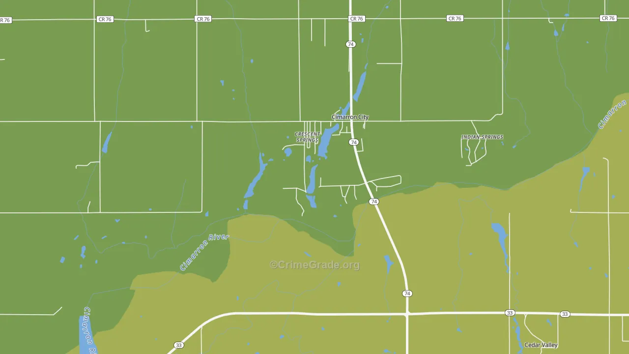 Cimarron City, OK Map of Assault Rates