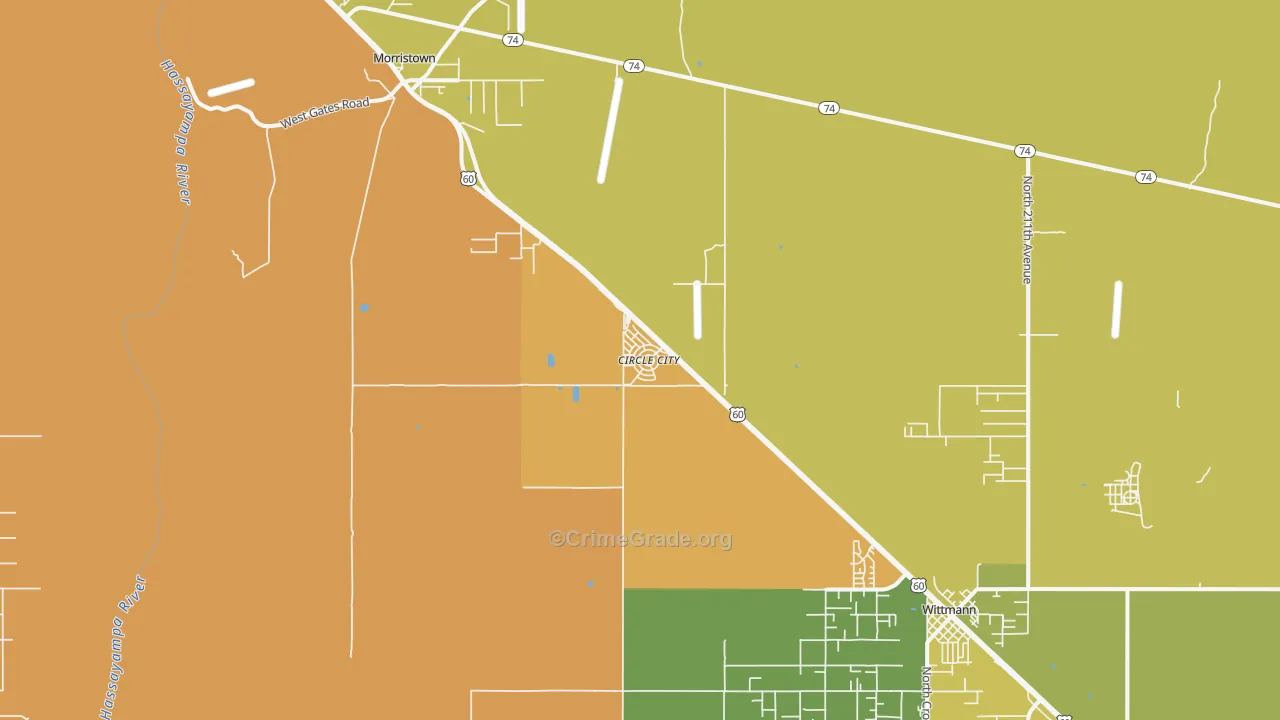 Circle City, AZ Map of Assault Rates
