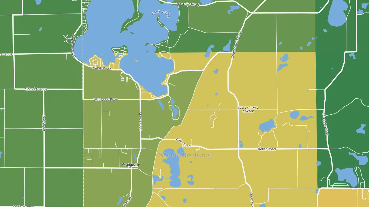 Circle Pine Center, MI Map of Assault Rates