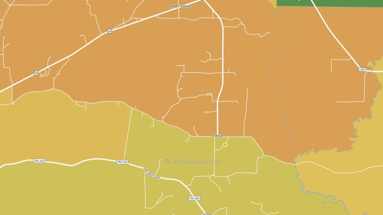 Circle, TX Map of Assault Rates