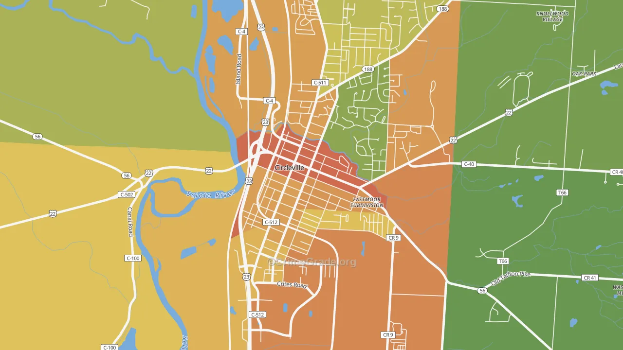 Circleville Historic District, Circleville, OH Map of Assault Rates