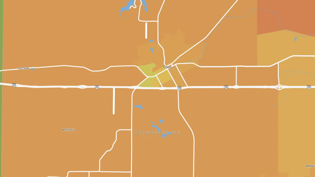 Cisco, TX Map of Assault Rates