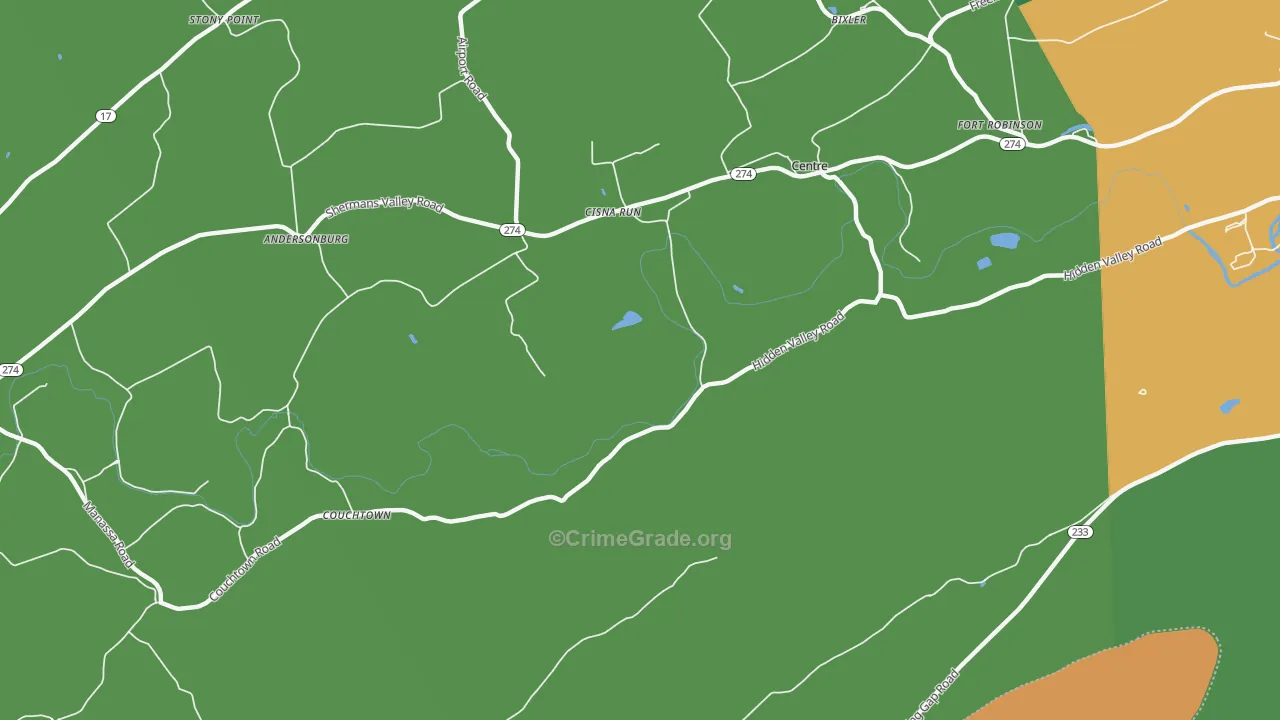 Cisna Run, PA Map of Assault Rates