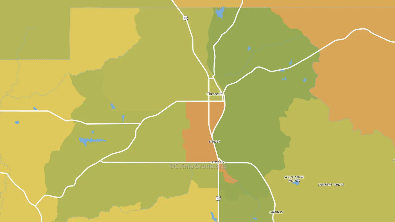 Citronelle, AL Map of Assault Rates