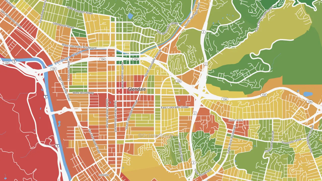 Citrus Grove, Glendale, CA Map of Assault Rates