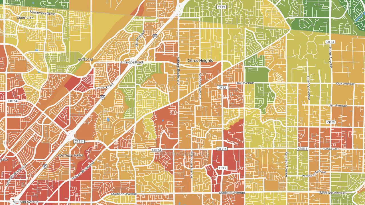 Citrus Heights, CA Map of Assault Rates