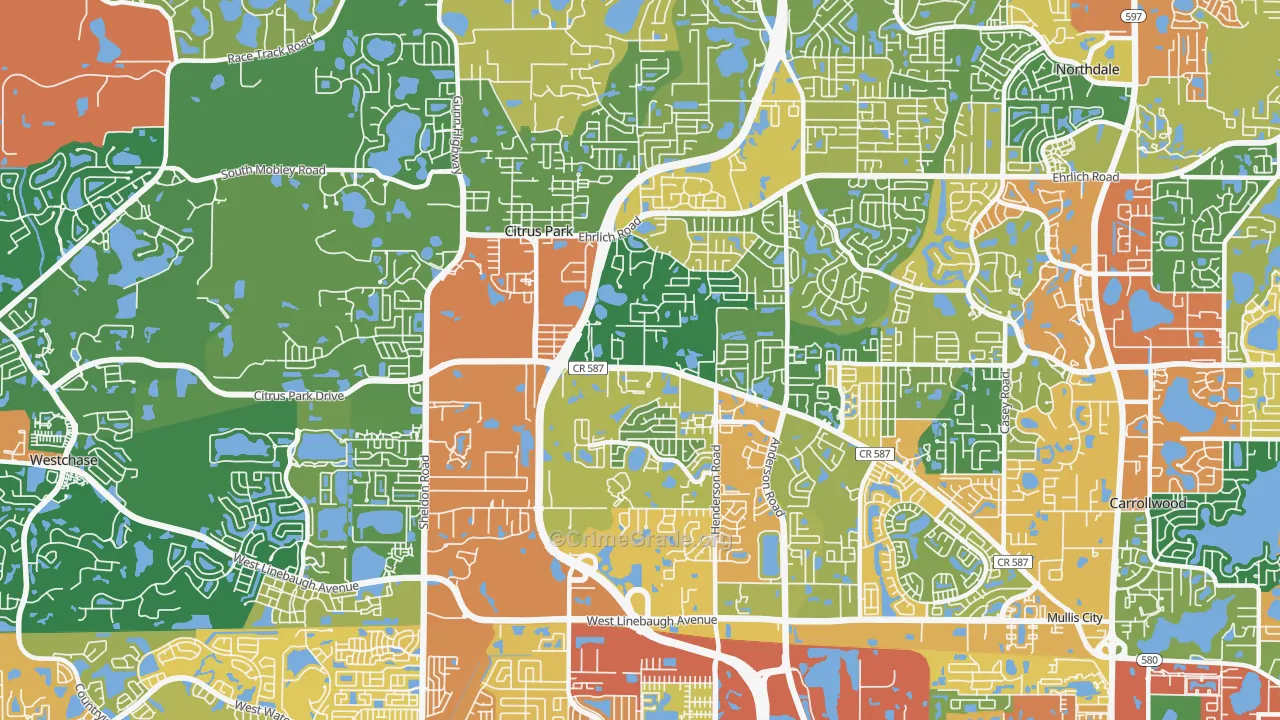 Citrus Park, FL Map of Assault Rates