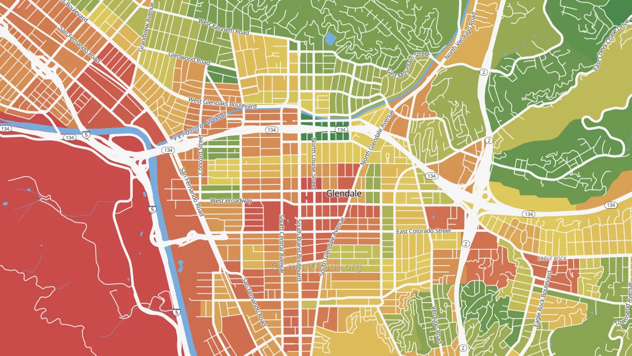 City Center, Glendale, CA Map of Assault Rates