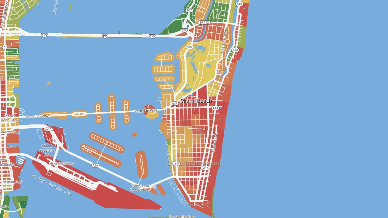 City Center, Miami Beach, FL Map of Assault Rates