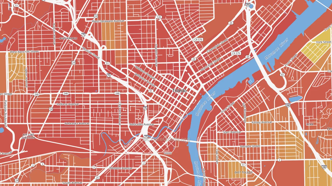 City Center, Toledo, OH Map of Assault Rates