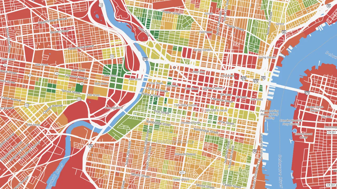 City Center West, Philadelphia, PA Map of Assault Rates