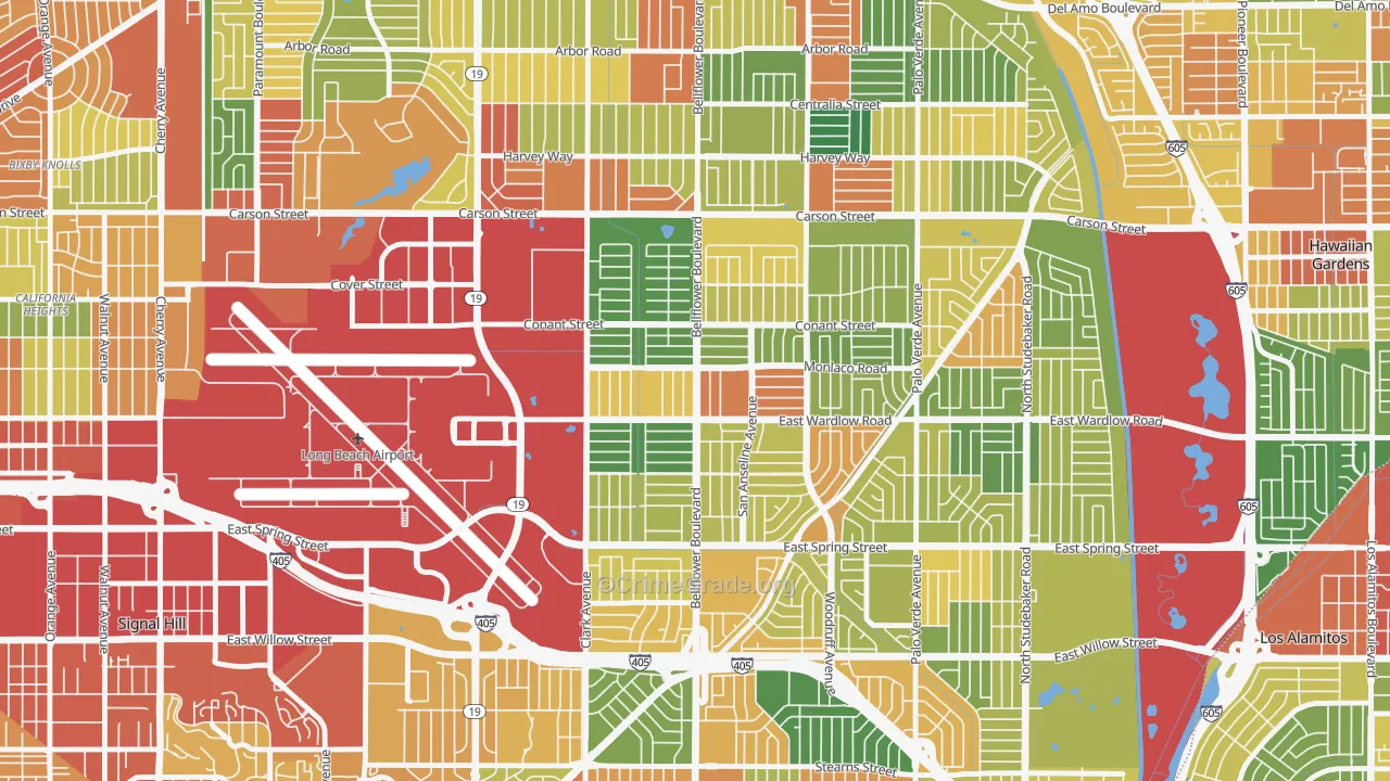 City College Area, Long Beach, CA Map of Assault Rates