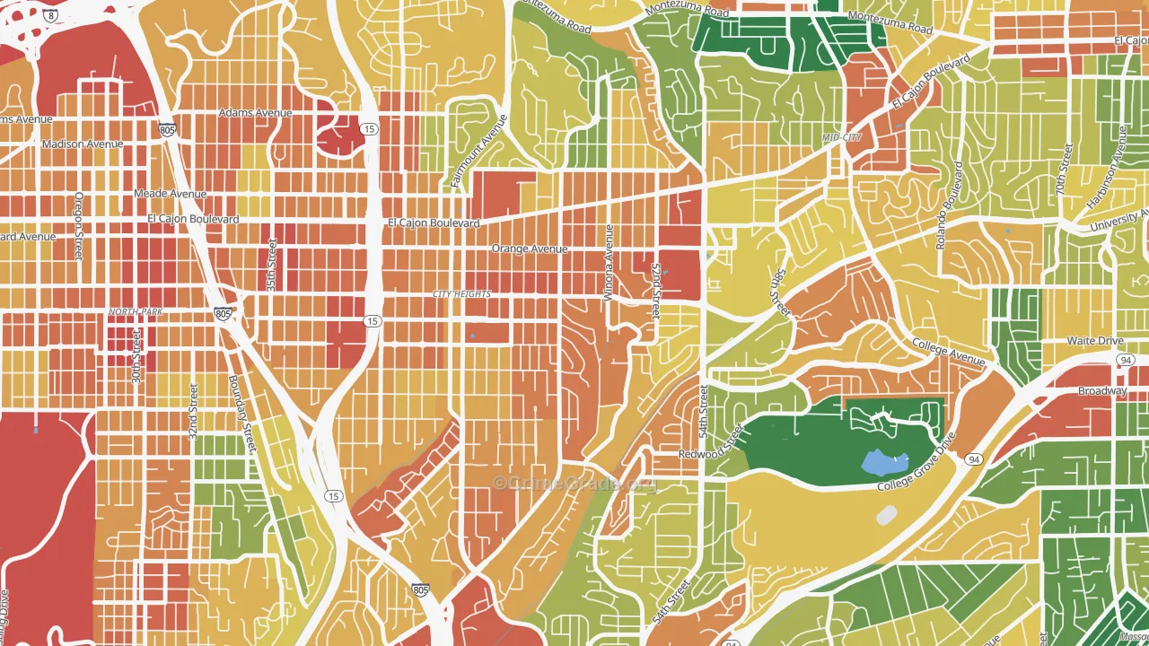 City Heights East, San Diego, CA Map of Assault Rates