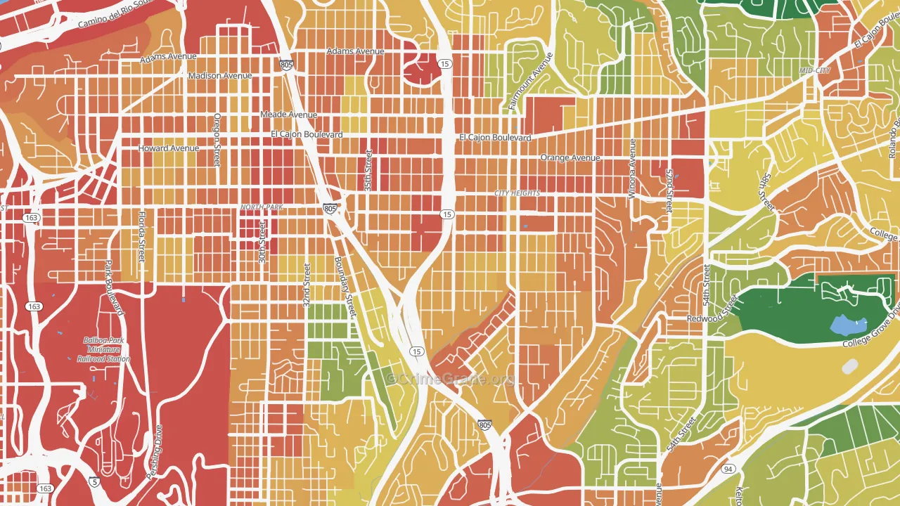 City Heights West, San Diego, CA Map of Assault Rates