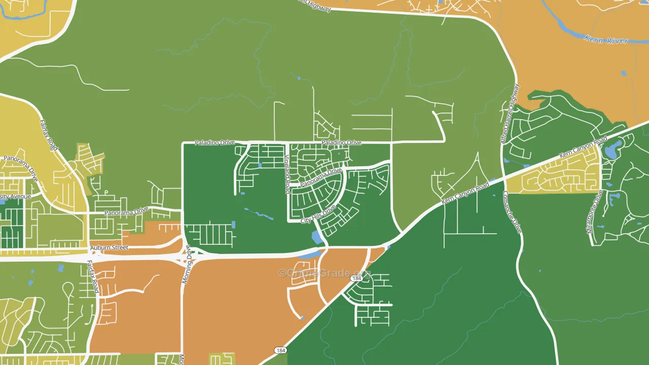 City in the Hills, Bakersfield, CA Map of Assault Rates
