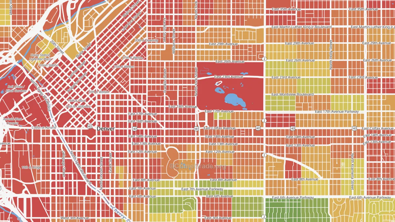 City Park, Denver, CO Map of Assault Rates