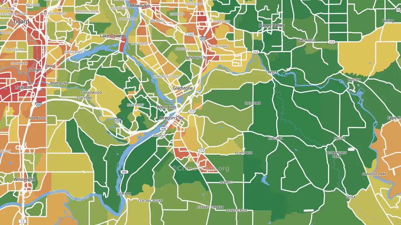 Clackamas County, OR Map of Assault Rates