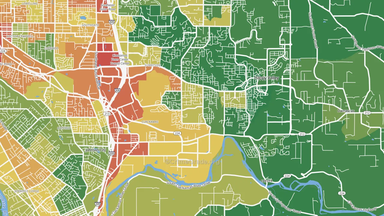 Clackamas, OR Map of Assault Rates