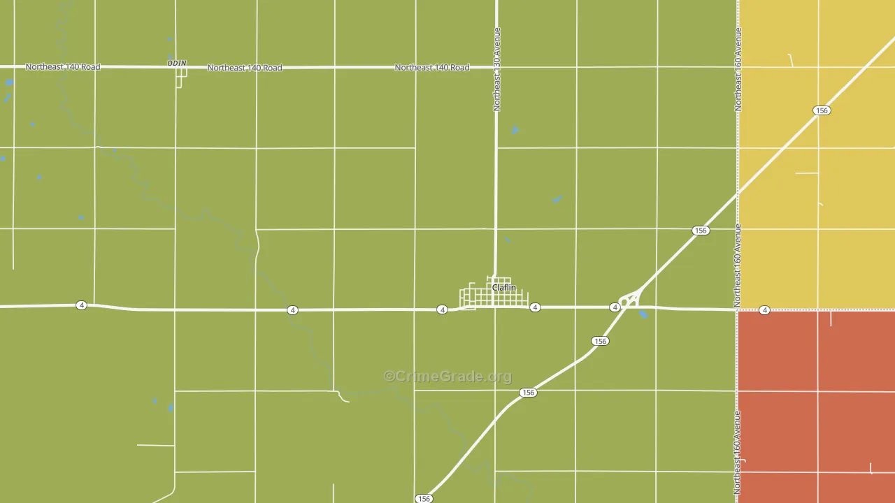 Claflin, KS Map of Assault Rates