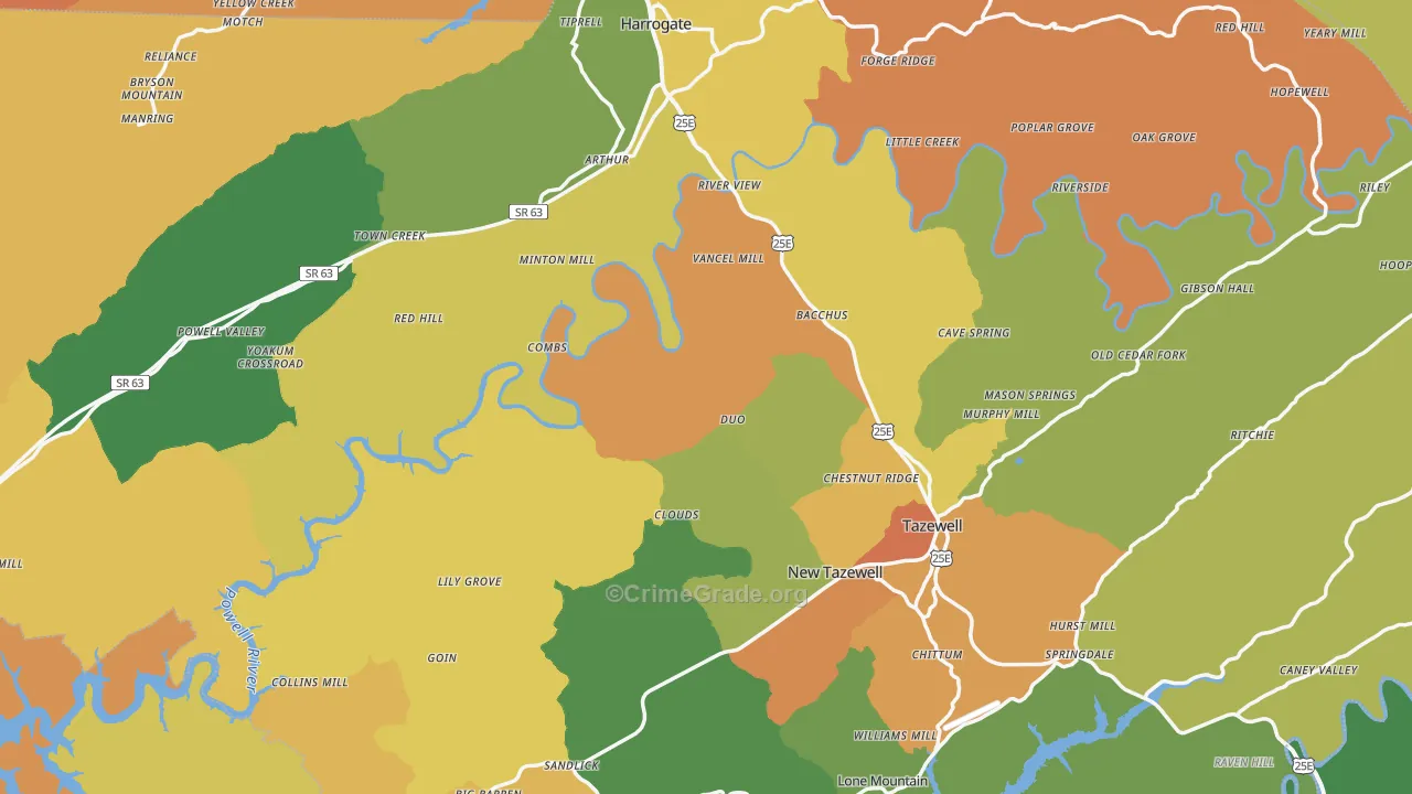 Claiborne County, TN Map of Assault Rates