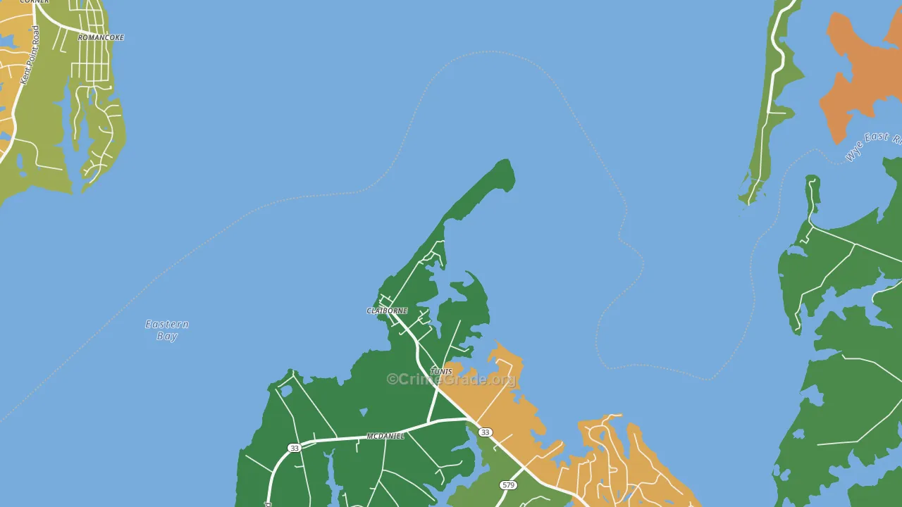 Claiborne, MD Map of Assault Rates