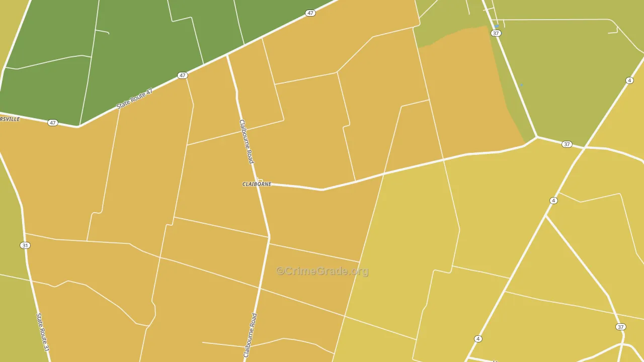 Claiborne, OH Map of Assault Rates