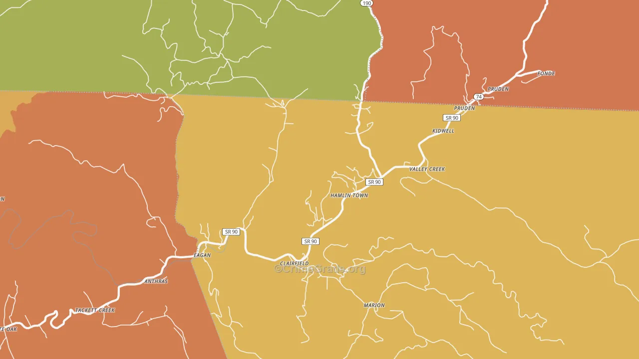 Clairfield, TN Map of Assault Rates