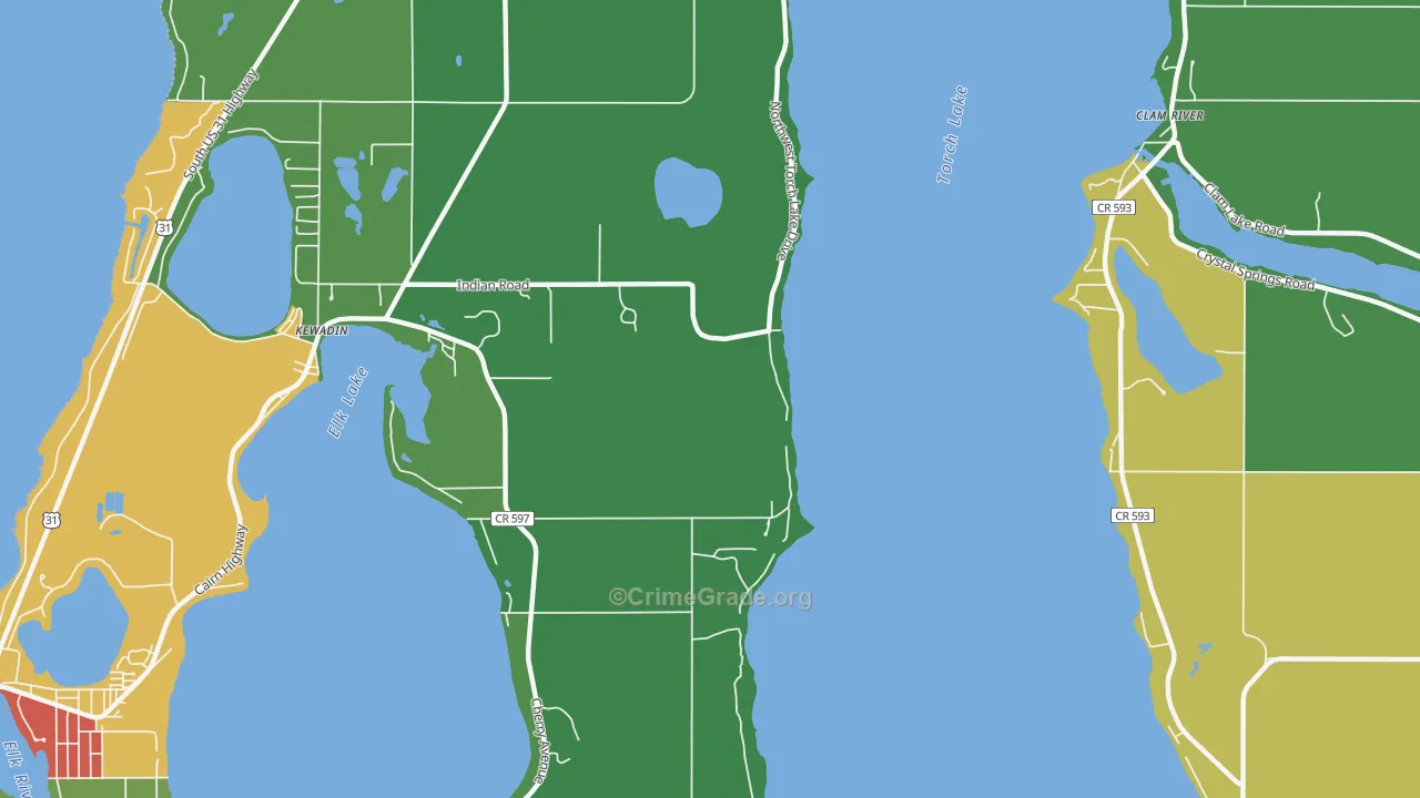 Clam River, MI Map of Assault Rates