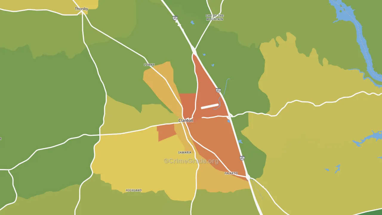 Clanton, AL Map of Assault Rates
