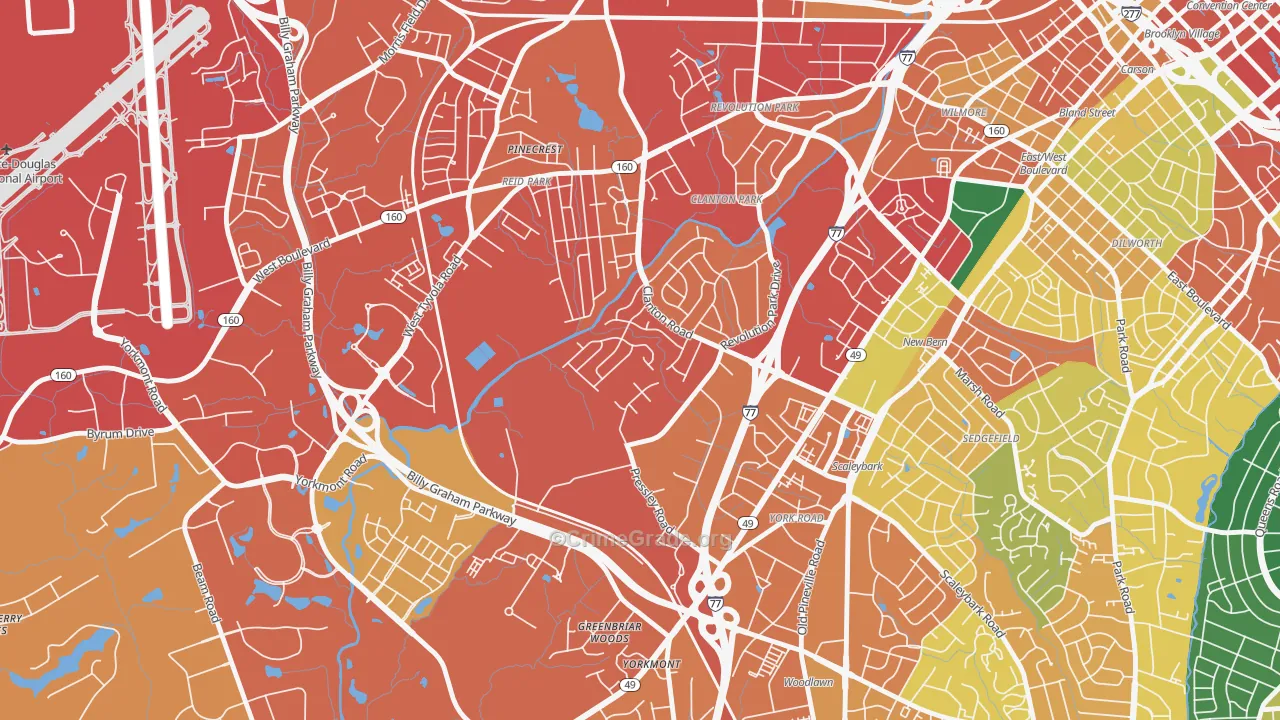 Clanton Park-Roseland, Charlotte, NC Map of Assault Rates