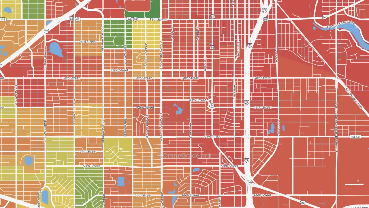 Clapp Park, Lubbock, TX Map of Assault Rates
