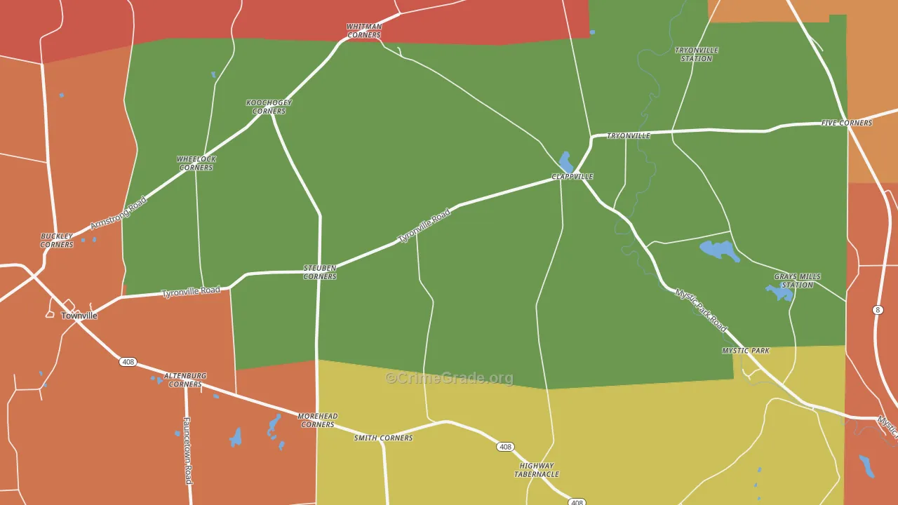 Clappville, PA Map of Assault Rates