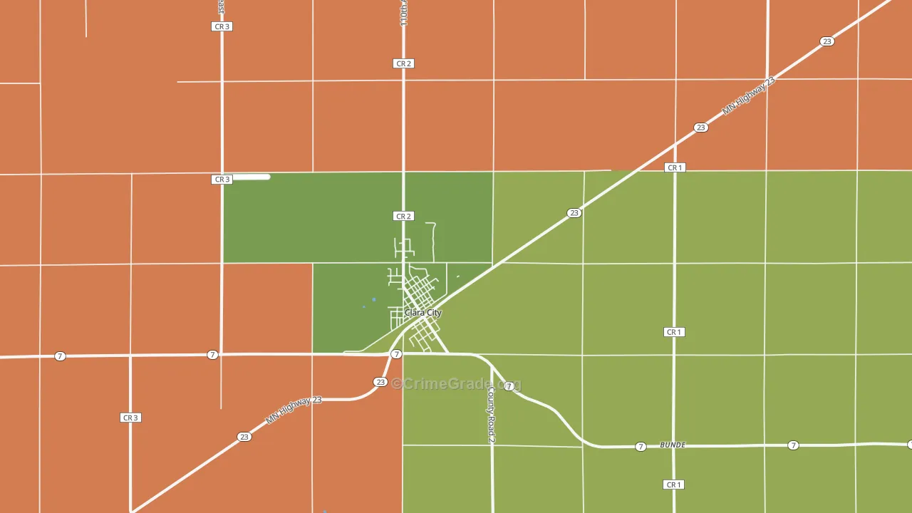 Clara City, MN Map of Assault Rates