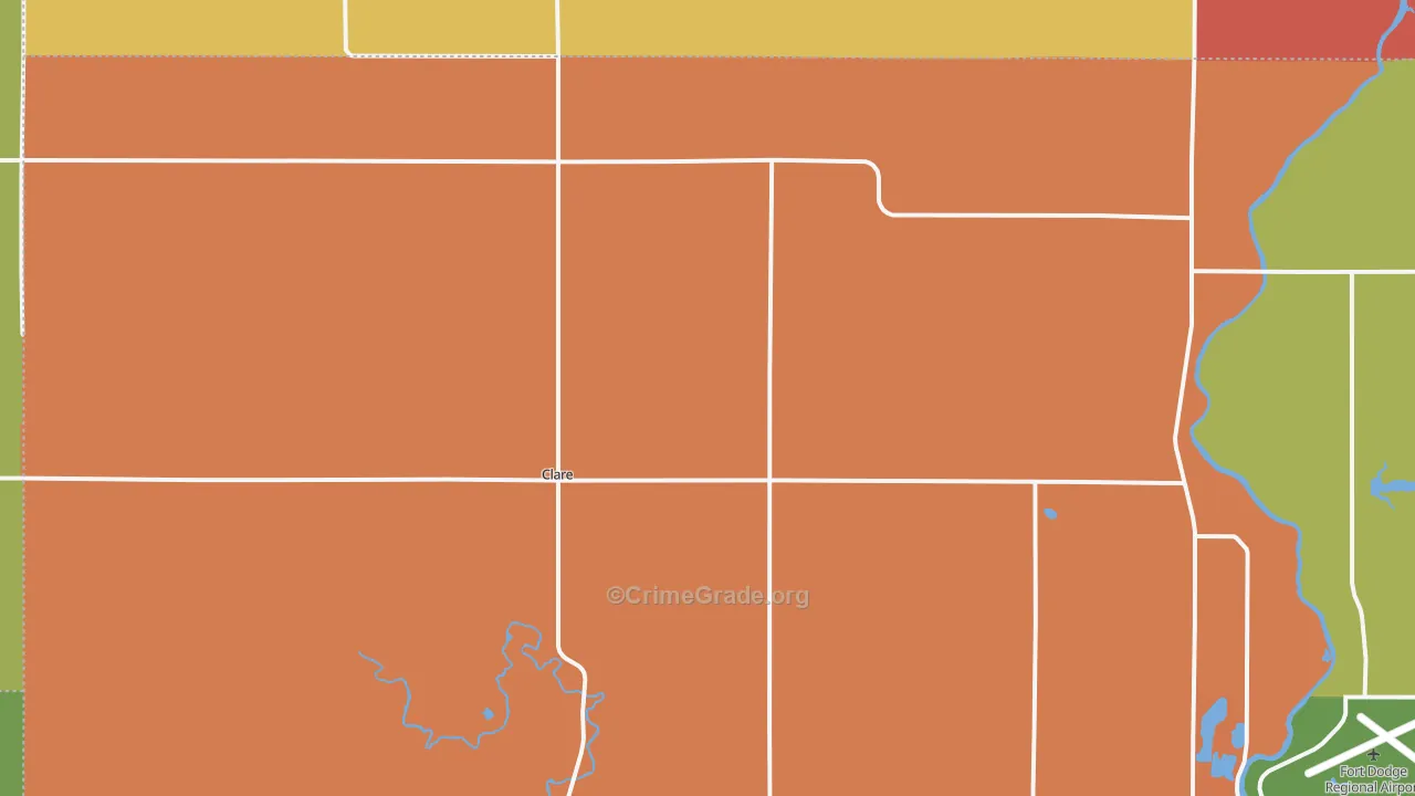 Clare, IA Map of Assault Rates