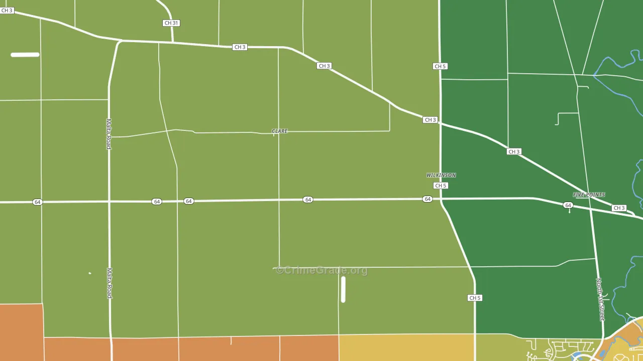 Clare, IL Map of Assault Rates