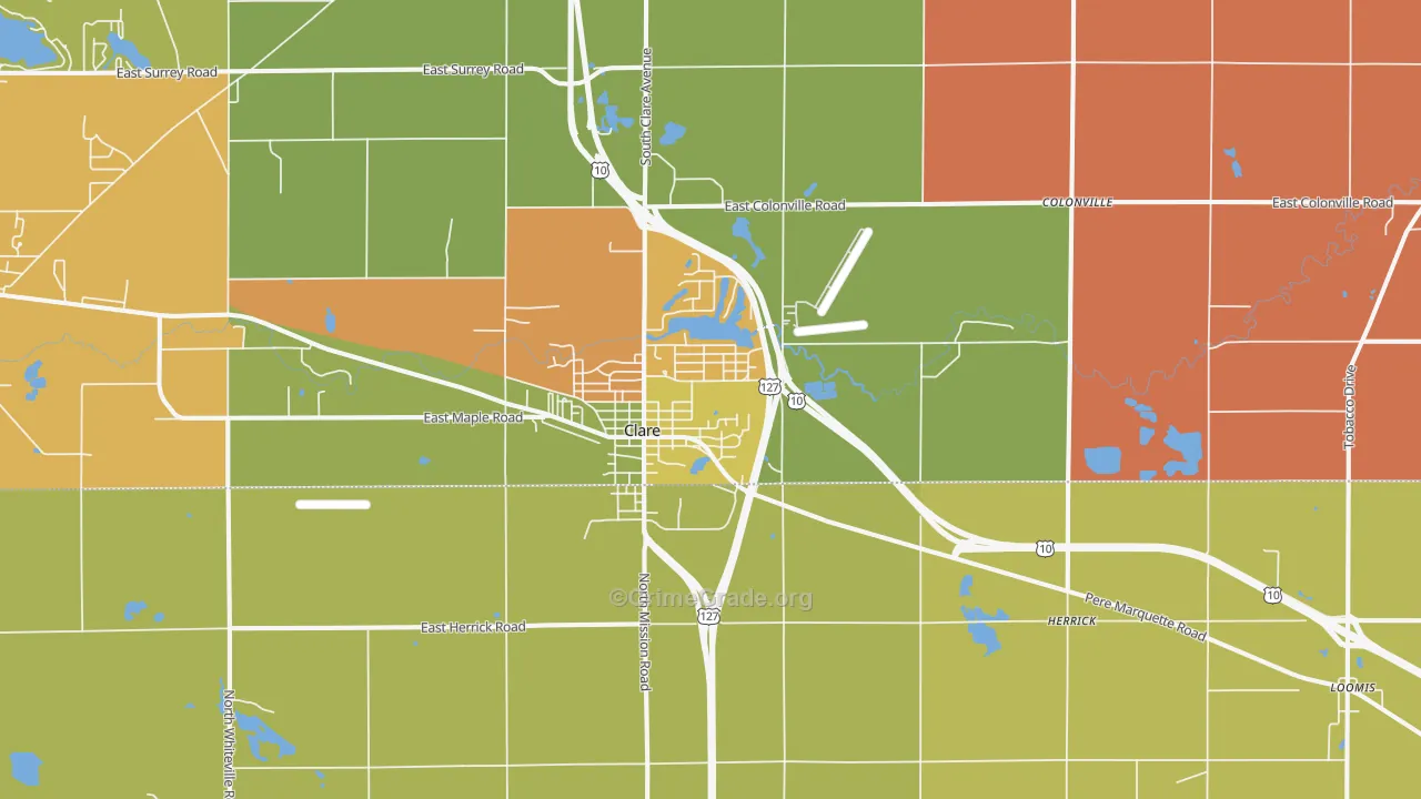Clare, MI Map of Assault Rates