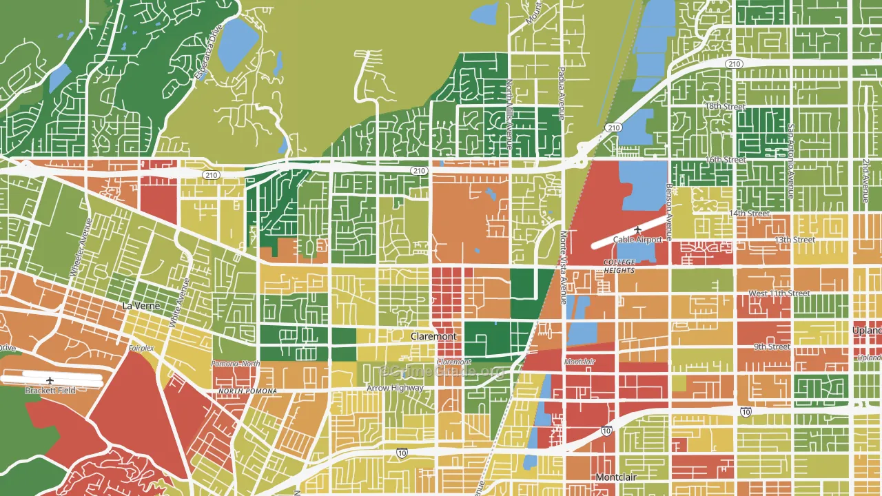 Claremont, CA Map of Assault Rates