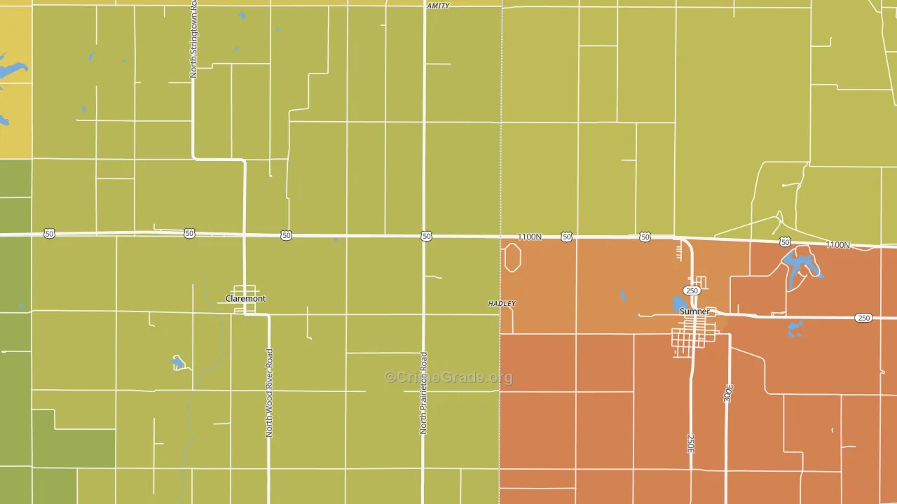 Claremont, IL Map of Assault Rates