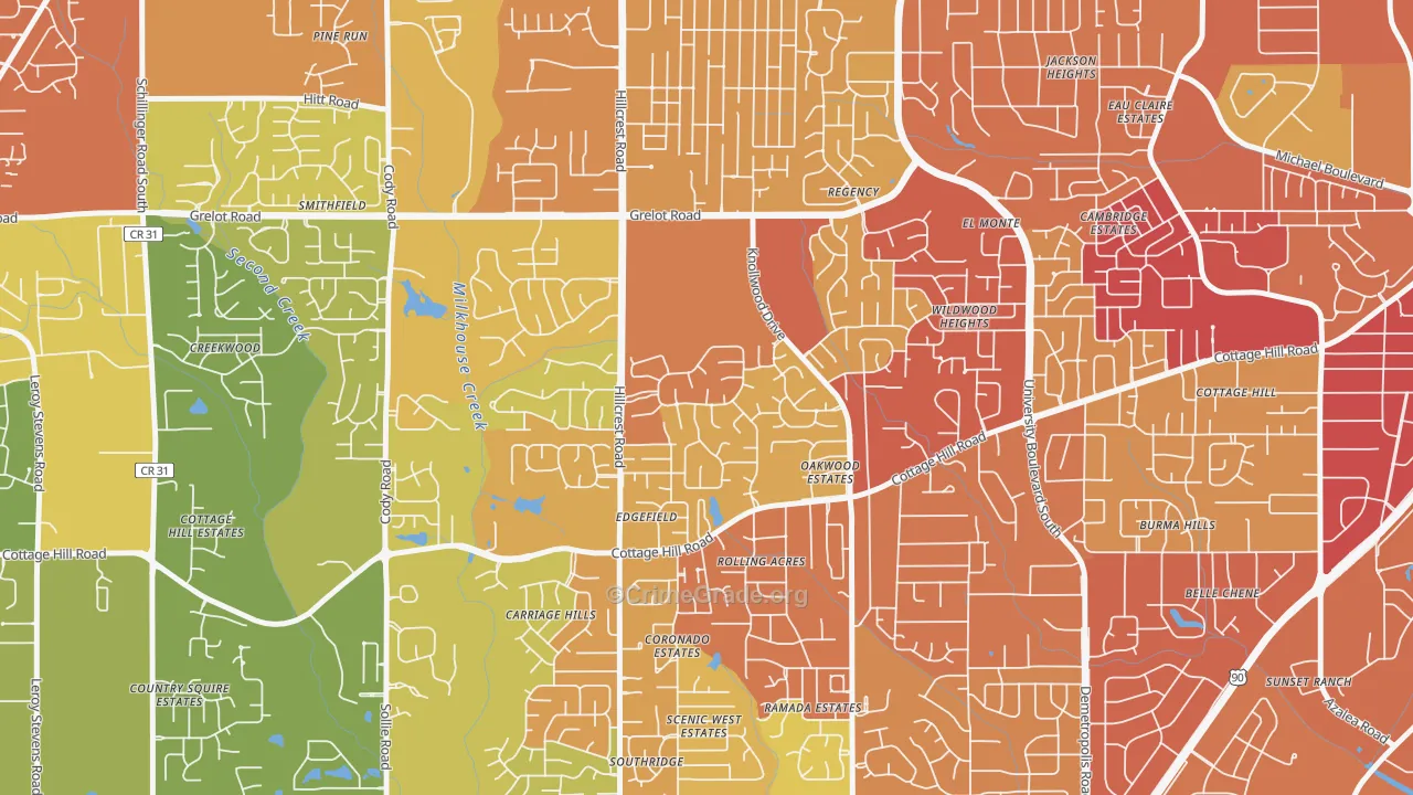 Claremont, Mobile, AL Map of Assault Rates